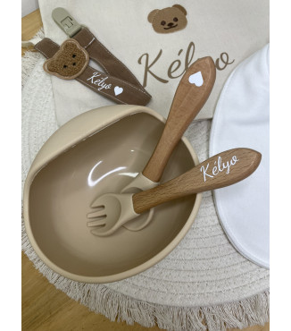 Bol Silicone + Cuillère en bois