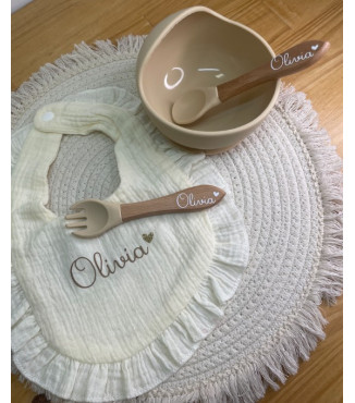 Bol Silicone + Cuillère en bois