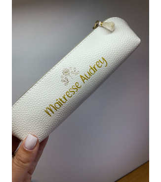 Trousse simili cuir blanc