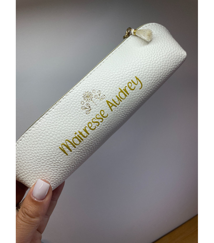 Trousse simili cuir blanc