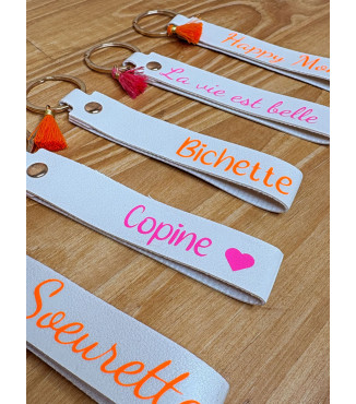 Porte clés Simili cuir beige