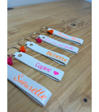 Porte clés Simili cuir beige