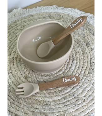 Bol Silicone + Cuillère en bois