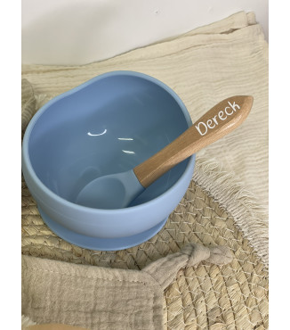 Bol Silicone + Cuillère en bois